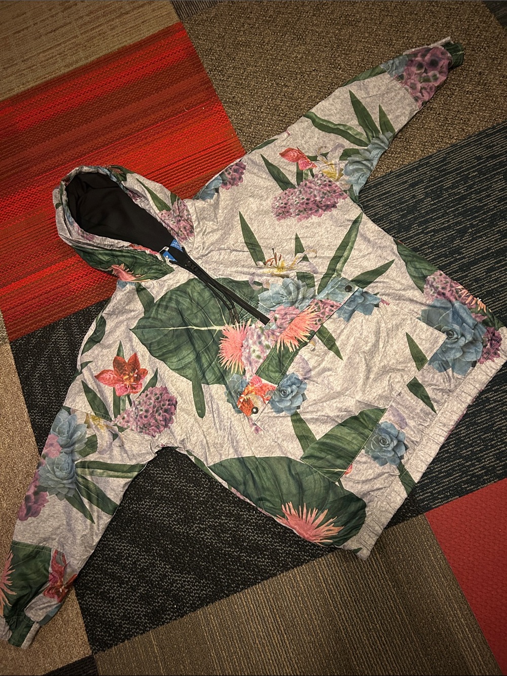 Adidas flower Floral Hooded anorak wind breaker track Jacket
